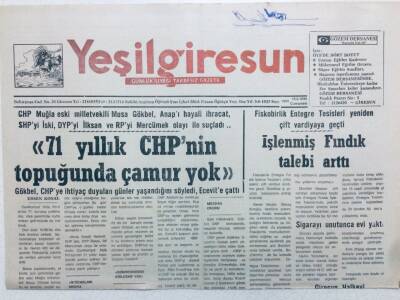 Yeşil Giresun Gazetesi 10 Eylül 1994 - 71 Yıllık CHPnin Topuğunda Çamur Yok GZ41145 - 1