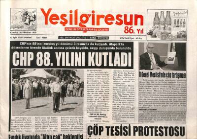 Yeşil Giresun Gazetesi 10 Eylül 2011 - Çöp Tesisi Protestosu GZ108331 - 1