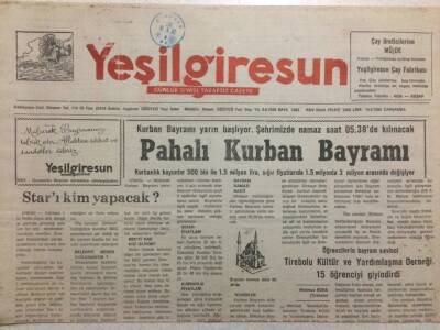 Yeşil Giresun Gazetesi 10 Haziran 1992 - Pahalı Kurban Bayramı GZ34484 - 1