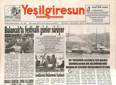 Yeşil Giresun Gazetesi 10 Haziran 2006 - Yaralı Kartal Emin Ellerde GZ108320 - 1