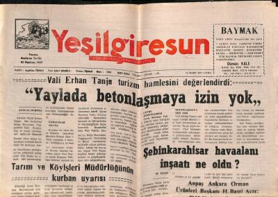 Yeşil Giresun Gazetesi 10 Mart 2000 - Şebinkarahisar Havaalanı İnşaatı Ne Oldu ? GZ77879 - 1