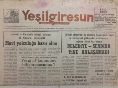 Yeşil Giresun Gazetesi 10 Nisan 1992 - Belediye Sendika Yine Anlaşamadı GZ38482 - 1