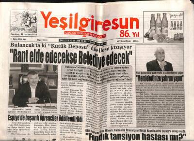 Yeşil Giresun Gazetesi 11 Ekim 2011 - Fındık Aranan Bir Ürün Haline Geldi GZ108068 - 1