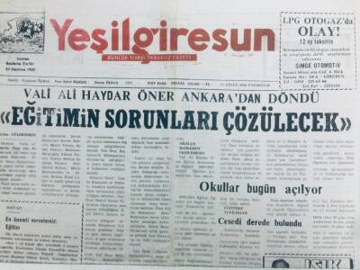 Yeşil Giresun Gazetesi 11 Eylül 2000 - Eğitim Sorunları Çözülecek GZ41415 - 1