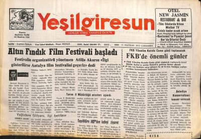 Yeşil Giresun Gazetesi 11 Haziran 2003 - Tüm Arıcılar Uyarıldı GZ101616 - 2