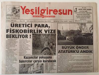 Yeşil Giresun Gazetesi 11 Kasım 2005 - Üretici Para Fiskobirlik Vize Bekliyor , Büyük Önder Atatürk ü Andık GZ28607 - 1