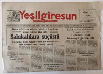 Yeşil Giresun Gazetesi 11 Mayıs 1991 - Sabıkalara Suçüstü GZ28654 - 1