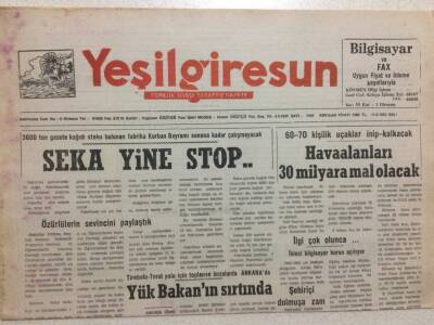 Yeşil Giresun Gazetesi 11 Mayıs 1993 - Seka Yine Stop GZ32056 - 1