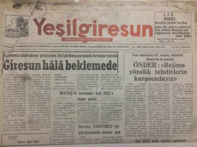 Yeşil Giresun Gazetesi 11 Nisan 1992 - Giresun Hala Beklemede GZ38483 - 1