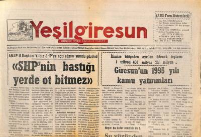 Yeşil Giresun Gazetesi 11 Ocak 1995 - Tirebolu Devlet Hastanesine Koroner Bakım Servisi GZ77854 - 1
