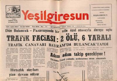 Yeşil Giresun Gazetesi 11 Ocak 2000 - Tirebolu-Torul Yolunda Aydınlanma Sorun Olmamalı GZ77907 - 1