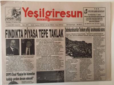 Yeşil Giresun Gazetesi 11 Şubat 2004 - Fındıkta Piyasa Tepe Taklak GZ28671 - 1