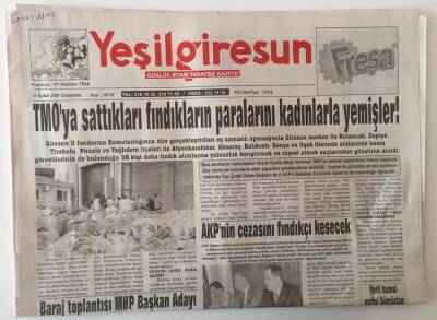 Yeşil Giresun Gazetesi 11 Şubat 2009 - TMOya Sattıkları Fındıkların Paralarını Kadınlarla Yemişler ! GZ28955 - 1