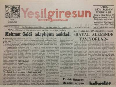 Yeşil Giresun Gazetesi 11 Temmuz 2003 - Mehmet Geldi Adaylığını Açıkladı GZ38267 - 1