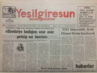 Yeşil Giresun Gazetesi 12 Ağustos 2003 - Fındığını Azar Azar Getir Sat Önerisi GZ38266 - 1