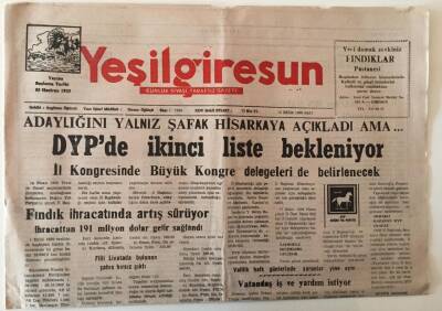 Yeşil Giresun Gazetesi 12 Ekim 1999 - Dyp İl Kongresinde Büyük Delegeleri de Belirlenecek GZ28661 - 1