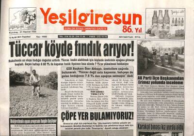 Yeşil Giresun Gazetesi 12 Eylül 2011 - Tüccar Köyde Fındık Arıyor GZ108330 - 1
