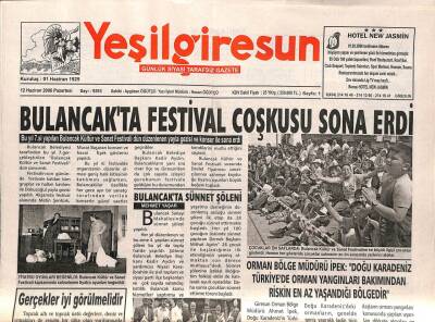 Yeşil Giresun Gazetesi 12 Haziran 2006 - Bulancakta Festival Coşkusu GZ108319 - 1