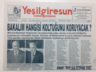 Yeşil Giresun Gazetesi - 12 Mart 2004 - Bakalım Hangisi Koltuğunu Koruyacak? GZ46539 - 1