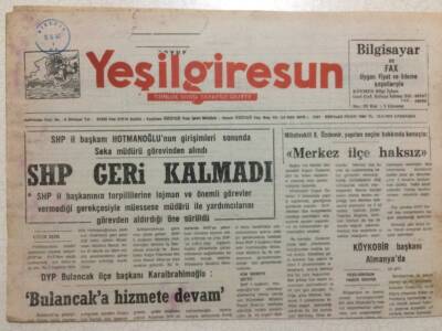 Yeşil Giresun Gazetesi 12 Mayıs 1993 - SHP Geri Kalmadı GZ32055 - 1