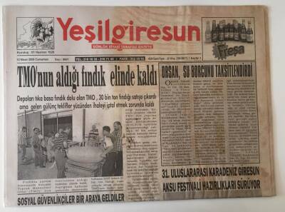Yeşil Giresun Gazetesi - 12 Nisan 2008 - TMOnun Aldığı Fındık Elinde Kaldı - GZ43832 - 2