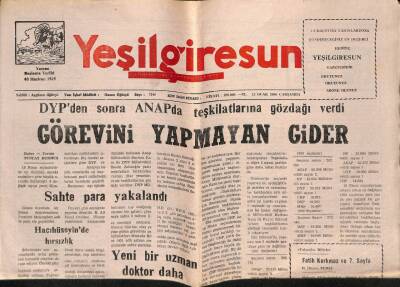 Yeşil Giresun Gazetesi 12 Ocak 2000 - DYPden Sonra ANAPda Teşkilatlarına Gözdağı Verdi GZ77920 - 1
