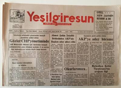Yeşil Giresun Gazetesi 12 Ocak 2004 - Gözler CHP Yönetiminde , Akpye Aday Hücumu GZ28670 - 1