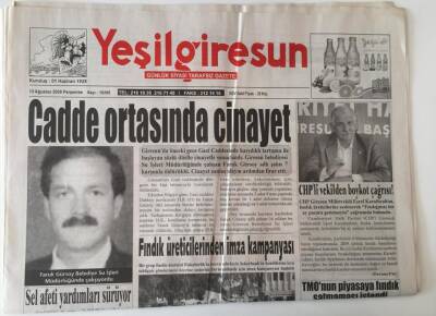 Yeşil Giresun Gazetesi - 13 Ağustos 2009 - Fındık Üreticilerinden İmza Kampanyası - GZ43834 - 2