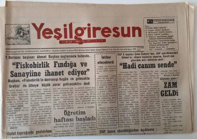 Yeşil Giresun Gazetesi 13 Eylül 1994 - Fiskobirlik Fındığa Ve Sanayiine İhanet Ediyor GZ28984 - 1