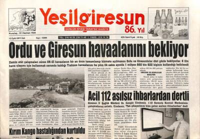 Yeşil Giresun Gazetesi 13 Eylül 2011 - Mehmet Aygün Yönetim Oluşturma Gayreti İçerisindeyiz GZ108342 - 1