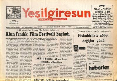Yeşil Giresun Gazetesi 13 Haziran 2003 - Altın Fındık Film Festivali Başladı GZ101618 - 2