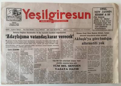Yeşil Giresun Gazetesi 13 Kasım 2003 - Adaylığıma Vatandaş Karar Verecek GZ28993 - 1