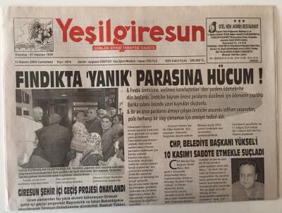Yeşil Giresun Gazetesi 13 Kasım 2004 - Fındıkta Yanık Parasına Hücum ! , Giresun Şehir İçi Geçiş Projesi Onaylandı GZ28610 - 1