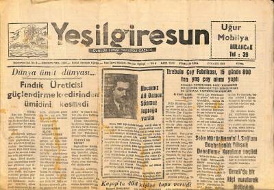 Yeşil Giresun Gazetesi 13 Mayıs 1983 - Ali Osman Sönmez Toprağa Verildi GZ79711 - 1