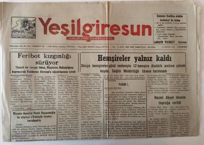 Yeşil Giresun Gazetesi 13 Mayıs 1989 - Feribot Kızgınlığı Sürüyor , Hemşireler Yalnız Kaldı GZ28665 - 1