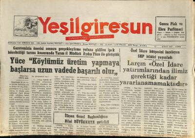 Yeşil Giresun Gazetesi 13 Şubat 1987 - İlksan Genel Başkanlığına Bilal Büyükkaya Getirildi GZ115814 - 1