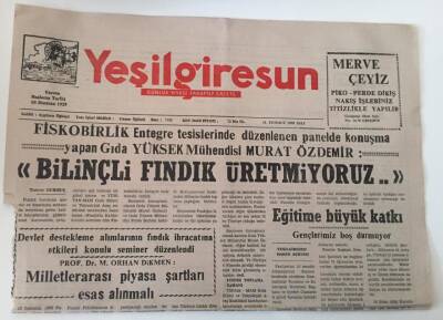 Yeşil Giresun Gazetesi - 13 Temmuz 1999 - Bilinçli Fındık Üretmiyoruz ... GZ43822 - 1