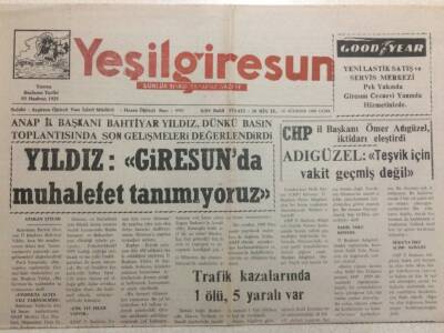 Yeşil Giresun Gazetesi 14 Ağustos 1998 - Bahtiyar Yıldız,Muhalefet Tanımıyoruz GZ34443 - 1