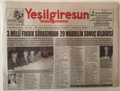 Yeşil Giresun Gazetesi 14 Ekim 2004 - 3. Milli Fındık Şurasından 29 Maddelik Sonuç Bildirisi GZ28627 - 1