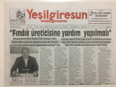 Yeşil Giresun Gazetesi 14 Eylül 2004 - Fındık Üreticisine Yardım Yapılmalı GZ38265 - 1