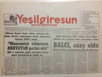 Yeşil Giresun Gazetesi 14 Mart 1995 - Olumsuzluk Tohumunu Anavatan Partisi Ekti GZ34493 - 1