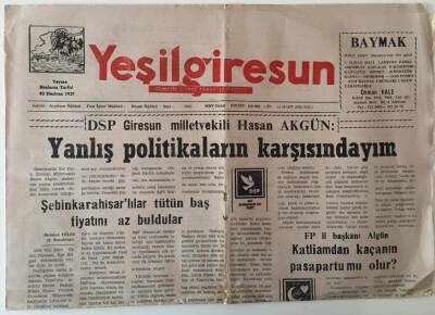 Yeşil Giresun Gazetesi 14 Mart 2000 - Yanlış Politikaların Karşısındayım GZ28991 - 1