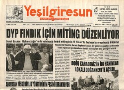 Yeşil Giresun Gazetesi 14 Mart 2006 - DYP Fındık İçin Miting Düzenliyor GZ101609 - 2