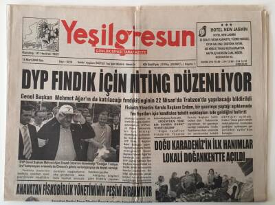 Yeşil Giresun Gazetesi 14 Mart 2006 - DYP Fındık İçin Miting Düzenliyor GZ28910 - 1