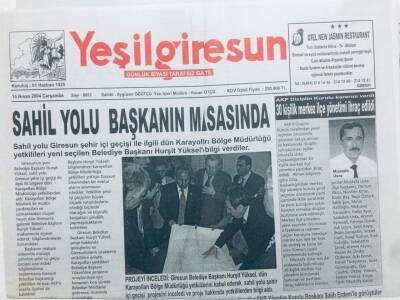 Yeşil Giresun Gazetesi 14 Nisan 2004 - Sahil Yolu Başkanın Masasında GZ41087 - 1