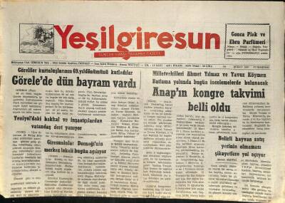 Yeşil Giresun Gazetesi 14 Şubat 1987 - Karadeniz Ecza Kooperatifi Kendi Binasına Bugün Taşınacak GZ115815 - 1