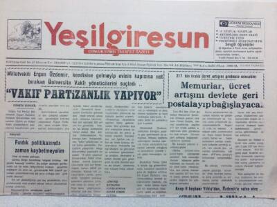 Yeşil Giresun Gazetesi 15 Ağustos 1994 - Vakıf Partizanlık Yapıyor GZ41160 - 1