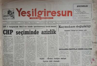 Yeşil Giresun Gazetesi 15 Ağustos 1995-CHP Seçiminde Azizlik GZ45658 - 1