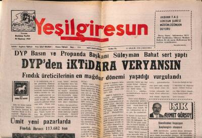 Yeşil Giresun Gazetesi 15 Aralık 1999 - DYPden İktidara Veryansın GZ79024 - 1