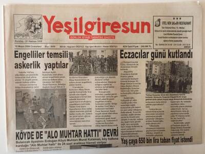 Yeşil Giresun Gazetesi 15 Mayıs 2004 - Engelliler Temsili Askerlik Yaptılar , Eczacılar Günü Kutlandı GZ28643 - 1